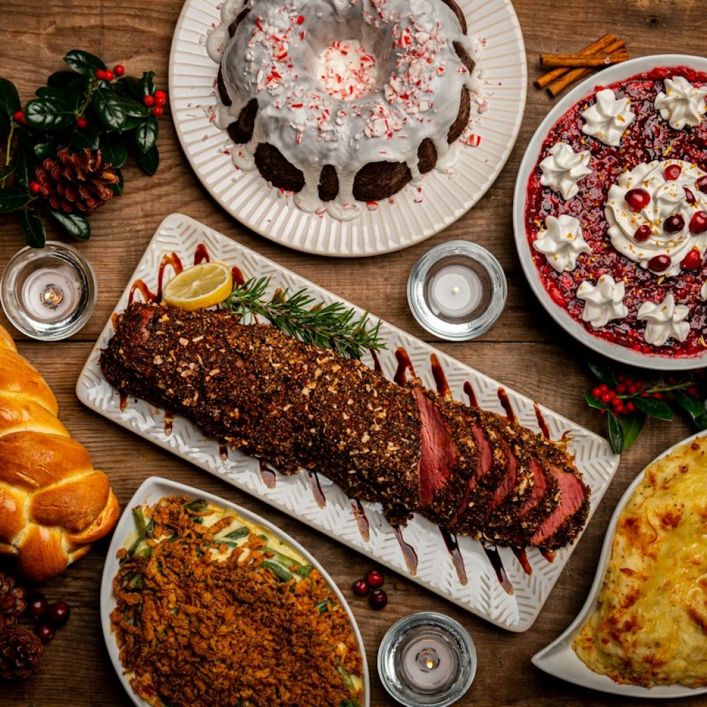 Holiday dinner spread